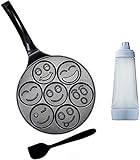 Emoji Smiley Face Pancake Pan, Nonstick Pancake Griddle with 7 Unique Funny Flapjack Faces Grill Pan...