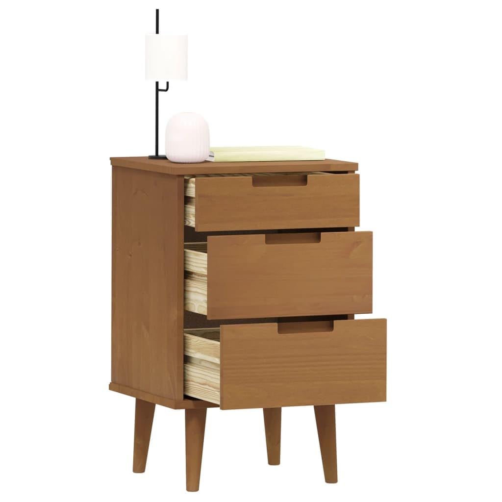 Homgoday Armoire de sol Mobilier de bureau, Table de chevet marron MOLDE 40 x 35 x 65 cm en bois massif de pin, Buffet Armoire, Table de chevet pour chambre à coucher