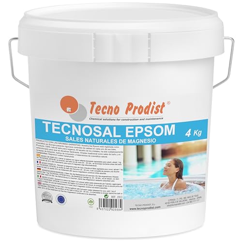 TECNOSAL EPSOM de TECNO PRODIST (4 kg) Sales de Epsom, sal de baño, tratamiento corporal 100% natural, terapias flotación, baños de inmersión, piscinas