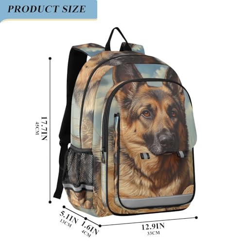 ALAZA German Shepherd Dog Play Boll School Backpacks Reflective Safety Backpack2