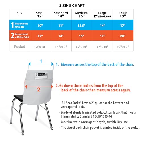 Image of Seat Sack Student Chair Storage Pocket - 15 inch, Single Pocket, Classroom Chair Organizer for Student Desks, Durable Over-the-Chair Storage, Red, 1-Pack