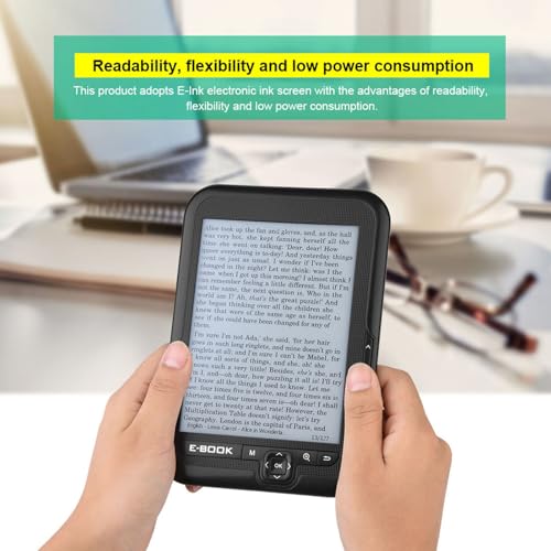 6-calowy przenośny e-papier o rozdzielczości 800 x 600 + odtwarzacz audio, czytnik e-booków czytnik e-booków z elektronicznym atramentem w 29 językach ze słuchawkami w skórzanym etui (czarny 8G)