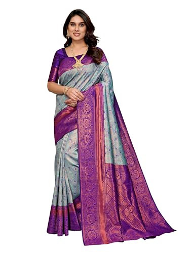 Image of Women's Kanjivaram Soft Silk Banarasi Saree With Blouse Piece | Banarasi Sari For Women | Saree with Blouse piece
