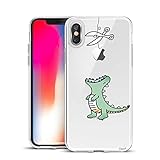 iPhone X Case, Unov iPhone X Clear Case with Design Slim Protective Soft TPU Bumper Embossed Pattern Cover for iPhone X 5.8 Inch(Dinosaur)