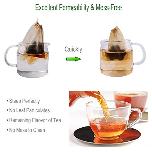 Aksuaple Eco-Fil Disposable Tea Filter Bags For Loose Tea, Wood Pulp Material, Biodegradable And Compostable, Unbleached Empty Tea Infuser Sachets With Drawstring, 100 Pack (3.2Inch X 4.0Inch) #TOP3