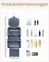 BAGLHER Kosmetiktasche Damen Transparent mit 360° Haken - wasserdichte Reise Waschtasche Faltbare Toilettentasche Organizer für Makeup & Toilettenartikel, Kulturtasche,Groß, Rosa – Ansicht 3