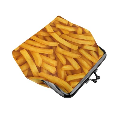 Pu Leather Buckle Coin Purse French Fries Pattern Girls Kiss-Lock Change Purse Wallets3
