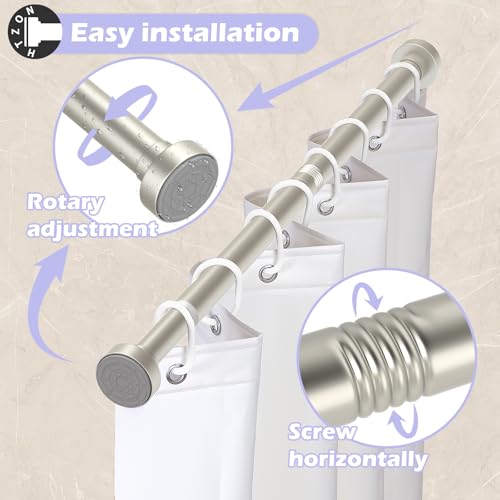 HTZON 2Pack Silver Shower Curtain Rod 34 to 43Inch:Small Spring Tension Shower Rod for Bathroom Kitchen Doorway,Heavy Duty Adjustable Tension Shower Curtain Rod No Drilling No-Slip Easy Install,Silver by HTZON - Image 8
