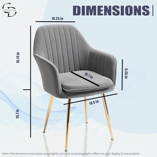 Image of Velvet Accent Chair with Matching Pouffe & Floral Cushion | Modern Upholstered Armchair with Gold Metal Legs | Lounge Chair for Living Room, Bedroom, Office, Guest Room (Light Grey)