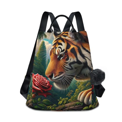 Sac à dos femme tigre reniflant rose ergonomique contre le mal de dos léger et élégant
