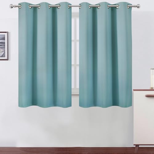 Image of LEMOMO Stone Blue Blackout Curtains /38 x 54 Inch /Set of Two Panels Grommet Living Room Curtains