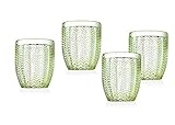 Twill Double Old Fashioned Beverage Glass Cup by Godinger – Emerald Green – Set of 4