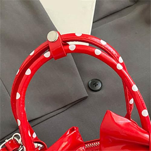 Polka Dot Crossbody Bags for Women Round Boston Bag Glossy Purses for Women Satchel Handbag Cute Mini Bucket Bag 2025 Trendy4