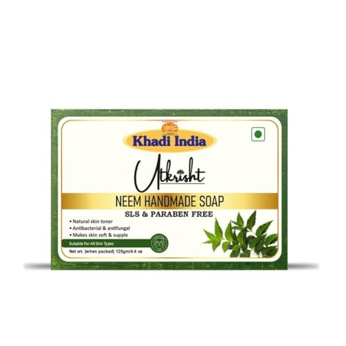 Image of Khadi Neem Handmade Bathing Soap Bar 125g | Natural & Herbal | Deep Cleansing for Glowing Skin | Removes Dirt, Impurities & Excess Oil | Soothes Itchy, Red, & Irritated Skin | All Skin Types