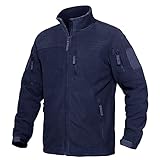 [KEFITEVD] 防寒ジャケット メンズ ミリタリー フリース ジャケット スタンドカラー 自転車用 ウインドブレーカー ハイキングウェア キャンプ ブルゾン 紺 ネイビー XL