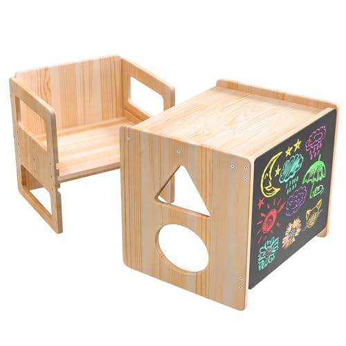 Image of Woodure Weaning Table and Chair Set for Toddlers Age 1-4, Original Wooden Colour, WD1600
