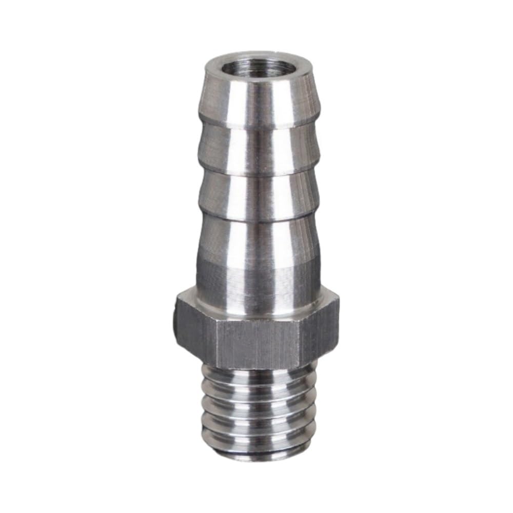 Stainless Steel Male Barb, 304 Stainless Steel Barbed Fitting Brass Male Hose Tail Pagoda Threaded Multi Sizes(10mm*M10x1.5)