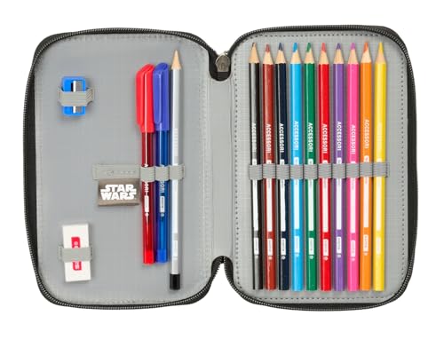 Star Wars Rebellion Schulmäppchen für Kinder, bunt, mit 29 nützlichen Utensilien, ideal für Kinder von 5 bis 14 Jahren, bequem und vielseitig, Qualität und Widerstandsfähigkeit, 12,5 x 4 x 19,5 cm,