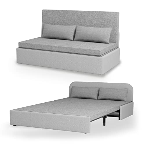 Zafly Twin Size Sleeper Sofa Couch Bed,Modern Pull Out Linen Sofa Bed,Convertible Sofa Bed With Cushions&Throw Pillows,Sofas For Living Room Small Couches Bed For Small Spaces,Light Gray #TOP5