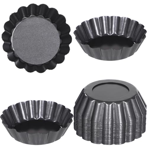 16 PCS Mini Removable Bottom Tart Pans, 3 in Nonstick Carbon Steel Fluted Cake Molds, Flower Shape Mini Pie Pans, Baking Cups for Tarts, Pudding, Brownies, Mini Quiche - Image 3