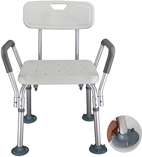 Chaise de douche réglable CHEWYNP avec dossier et poignées antidérapantes pour seniors