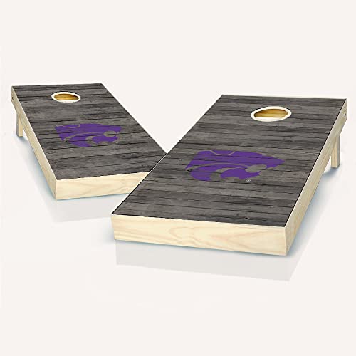 Skip's Garage Kansas State Themed Distressed Cornhole Set - Include Board Hole Lights