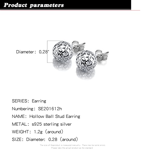 925 Sterling Silver Ball Stud Earrings - 0.28'' Heart Pattern Earrings For Women - 24K Gold Plated Round Earrings Fine Jewelry2
