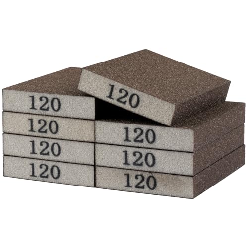 Image of 8 Pack Sanding Sponge Block, Wet Dry Sandpaper Sand Paper for Drywall Wood | 120 Grit, Washable & Reusable for Wall Metal Glasses Furniture