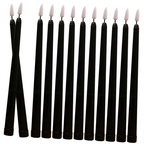 Bougies LED coniques noires securisees sans risque de feu pour decoration de table