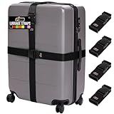 GORILLA GRIP Heavy Duty 4 Pack Adjustable Luggage Straps for Suitcases, Easy to Identify Travel Belt Connector Holds Suitcase Together, Extends Life of Bag, Strap Connects Two Bags, Accessories, Black