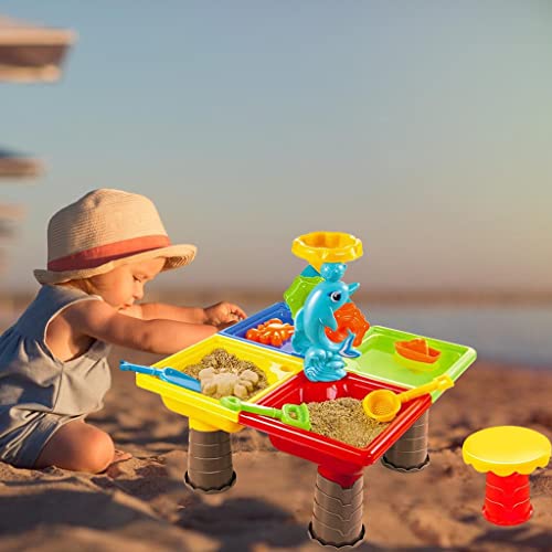 Pistro Kids Sand Play Table Table 2 In 1 Summer Fun Toy Plastic Safe And Creative Play Swimming Pool Outdoor Play Sandpit - 45X45X45Cm #TOP3