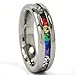 6MM Titanium Ring Rainbow Band, Titanium Bands For Women