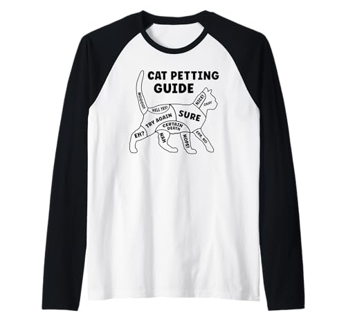 Funny Cat Petting Guide for Kitty Owners and Pet Lovers Raglan Baseball Tee