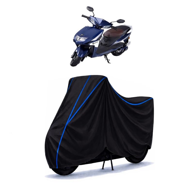 Image of Scooty Cover Water Resistant for Lectrix LXS 2.0 | Universal Scooter & Bike Cover | Heavy Duty UV Dust, Rain & Scratch Protection Weather Indoor Outdoor | Black with Blue Piping