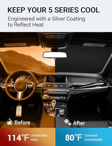 Image of Proadsy 2026 Upgrade Front Windshield Sun Shade Foldable Sunshade Protector Custom Fit 2011-2016 BMW 5 Series Accessories