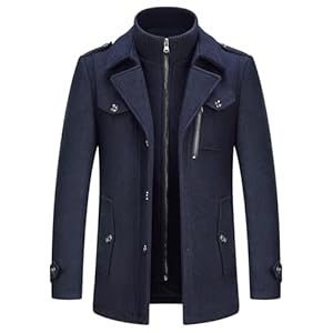 KUDORO Manteau Homme en Laine Chaud pour Hiver Trench Coat Mi-Long Classique Parka Pardessus Caban Slim Fit Élégant Business Décontractée Duffle-Coats Coup-Vent Revers Overcoat(Bleu Marin,M)