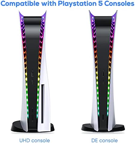 LED Strip Light Compatible with Playstation 5 DE&UHD, RGB LED Light Strips 7 Colors 358 Modes, 5050 SMD LED Color Changing Dimmable Tape Light with Key Remote,LED Lights Compatible with PS5 Accessory