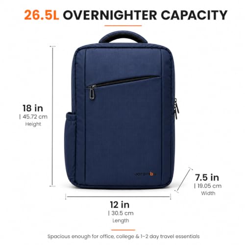 Image of CARAMBA CARRYMATE 26.5L Overnighter Laptop Backpack | Water Resistant Travel Bag with 15.6 inch Padded Laptop Sleeve, Trolley Strap & Dual Compartments for Office, Business, College Men & Women
