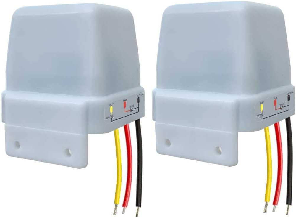 Walnut Innovations Auto Day/Night On & Off Photocell - Sensor Switch for Lighting,Water Proof (Pack of 2)