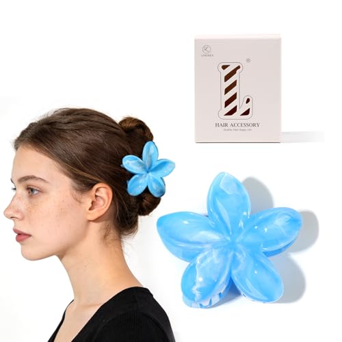 Flower Hair Clips for Women - Large Plumeria Clips for Thick Thin Medium Fine Hair,Fashion Cute Hair Accessories for Strong Hold,Perfect for Summer and Beach,Marble Color.