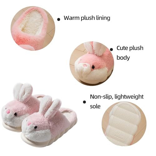 YILANLAN Women's Cute Bunny Animals Soft Cosy Furry House Slippers Winter Warm Indoor Slippers4