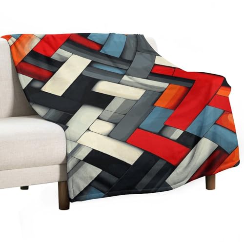 Couverture flanelle anti-frissons plaid canapé géométrique doux léger - 2