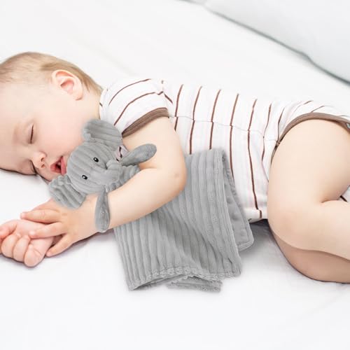 Image of Elephant Baby Security Blanket for Boys and Girls 15 Inch Grey