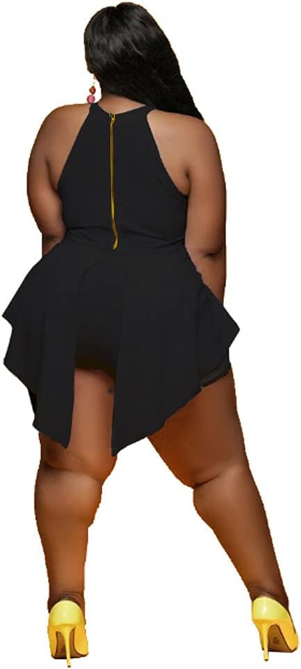 Plus Size Rompers for Women Pants Casual Summer Sexy Halter Neck Jumpsuit Shorts Sleeveless Dressy Elegant