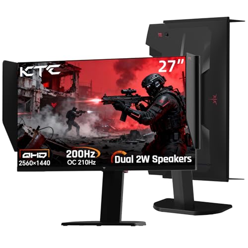 Image of KTC 27M1 27 Inch Gaming Monitor, 1440P Monitor with Speakers Built in, 210Hz Monitors with Shielding Hood, Fast IPS, Adaptive Sync, 130%sRGB, 1MS(MPRT), VESA Mount, Tilt /Swivel /Pivot /Height Adjustment