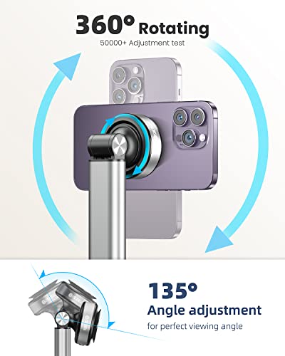 Sucteasy Adjustable Phone Stand,Automatic Suction Phone Mount,Phone Stand For Desk,Compatible With All Phone,Iphone 14 13 12 Pro Max,Ipad,Nintendo Switch,Tablets 4-12.9" Desk Accessories (Silver) #TOP3