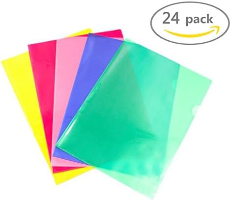 Set of 24 Clear document Folder Project Pockets,Multicolor