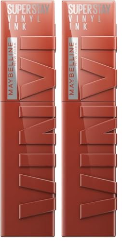 Maybelline New York Lip Colour, Smudge-free, Long Lasting up to 16h, Liquid Lipstick, Shine Finish, SuperStay Vinyl Ink, 130 Extra (Pack of 2)