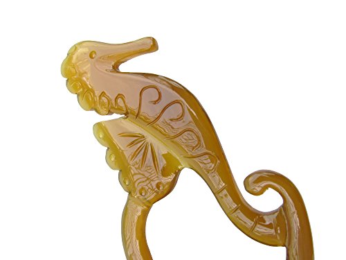 Marycrafts Amber Translucent Seahorse Horse Fish Hair Pin Shawl Pin Clip Hairclip Stick Art Deco Handmade