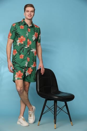 Image of Mens Printed Casual Shirts and Shorts Set Button Down Co-ord Set